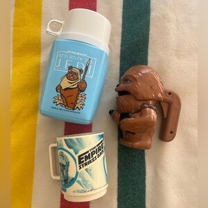 Vintage Star Wars trio - 1980s mug, thermos and flashlight